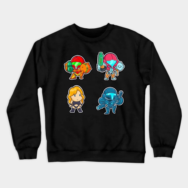 Chibi Metroid (Pack 3) Crewneck Sweatshirt by DrawingsFromHell